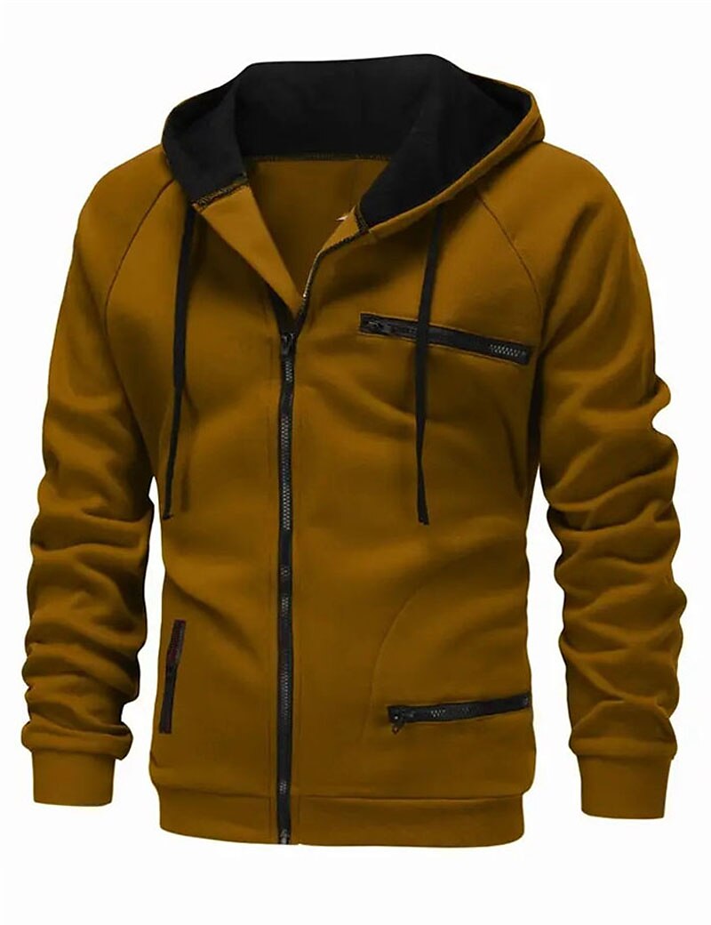 Hombre Sudadera con cremallera Sudaderas con cremallera Negro Blanco Vino Color Camello Gris Oscuro Con Capucha Bloque de color Cerrar Bolsillo Deporte Diario Deportes Poliéster Ropa de calle Fresco 2025 - $19.49 –P5