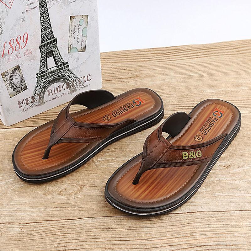 brune flip flop-sandaler for menn – lette sklisikre strandtøfler med polstret såle for sommer, reise og fritidsklær 2025 - $18.99 –P3