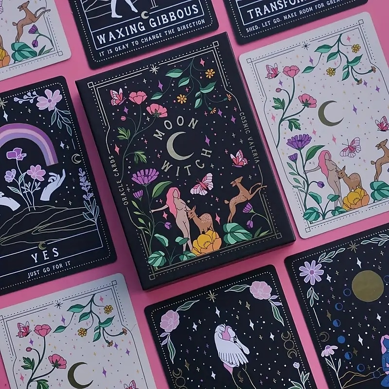 1 tarjeta de oráculo de bruja lunar (escanee el código qr en la caja para descargar la guía) 2025 - $18.99 –P4