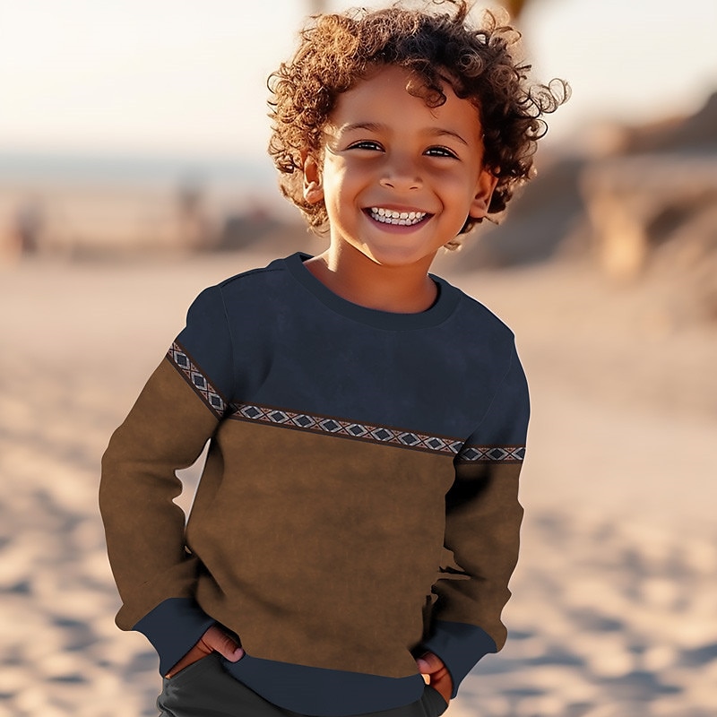 Jongens 3D Grafisch Geometrisch Kleurenblok Sweatshirt Lange mouw 3D-afdrukken Zomer Herfst Vintage 3D-print Ontwerper Kinderen 3-12 jaar Buiten Casual Dagelijks Normale pasvorm 2025 - $16.49 –P9