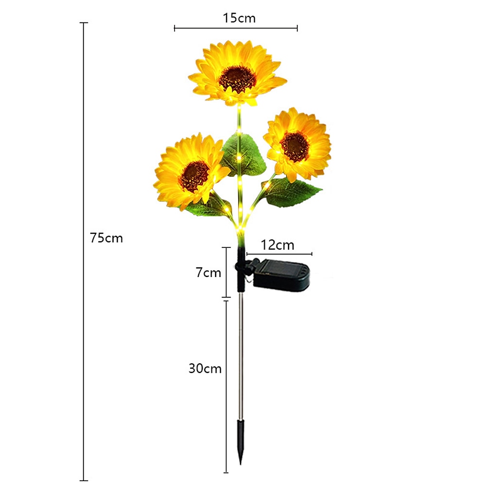 3-en-1 tournesol lumières solaire extérieur led cour parc décoration tournesol sol insertion atmosphère lumière pelouse imitation lampadaire pelouse lampe de 2025 ? $15.49 –P6