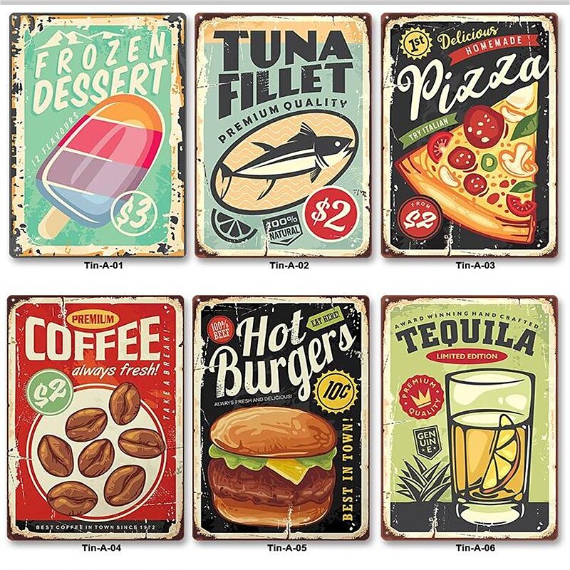 1pc cibo metallo targa in metallo estate spiaggia targa in metallo vintage spiaggia segni decorazione della parete, pittura parete appesa per birra bar arredamento decorazioni per la casa ristorante del 2025 a $10.49 –P2