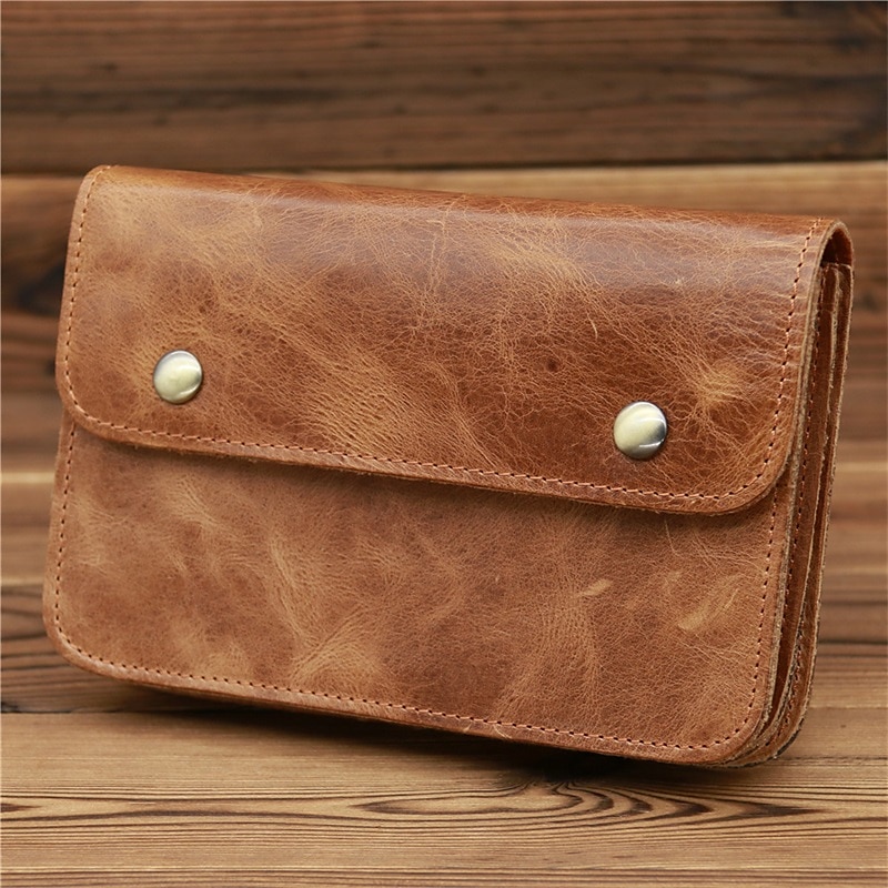 Men's Fanny Waist Bag Crazy Horse Genuine Leather Waist Packs Belt Loop Hip Hook Bum Bag Handmade Travel Small Phone Waist Pouch 2025 - $39.99 –P17