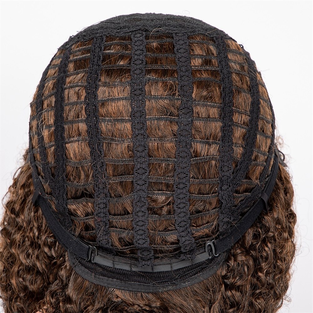 perucas afro curtas e cacheadas com franja para mulheres negras perucas afro marrom crespo e cacheado para mulheres negras perucas sintéticas resistentes ao calor perucas marrons fofas perucas de de 2025 por $27.99 –P6