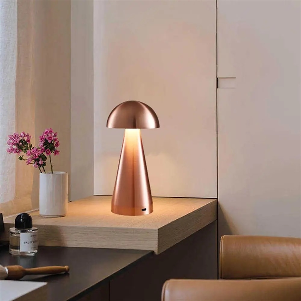 LED-Pilz-Tischlampe, Touch-Dimmung, dreifarbig, Retro-Schlafzimmer, Nachttisch, Desktop, USB, wiederaufladbar, Nachtlicht, Leselampen für Hotel, Restaurant, Bar, Schlafzimmerlampe 2025 - $34.99 –P4