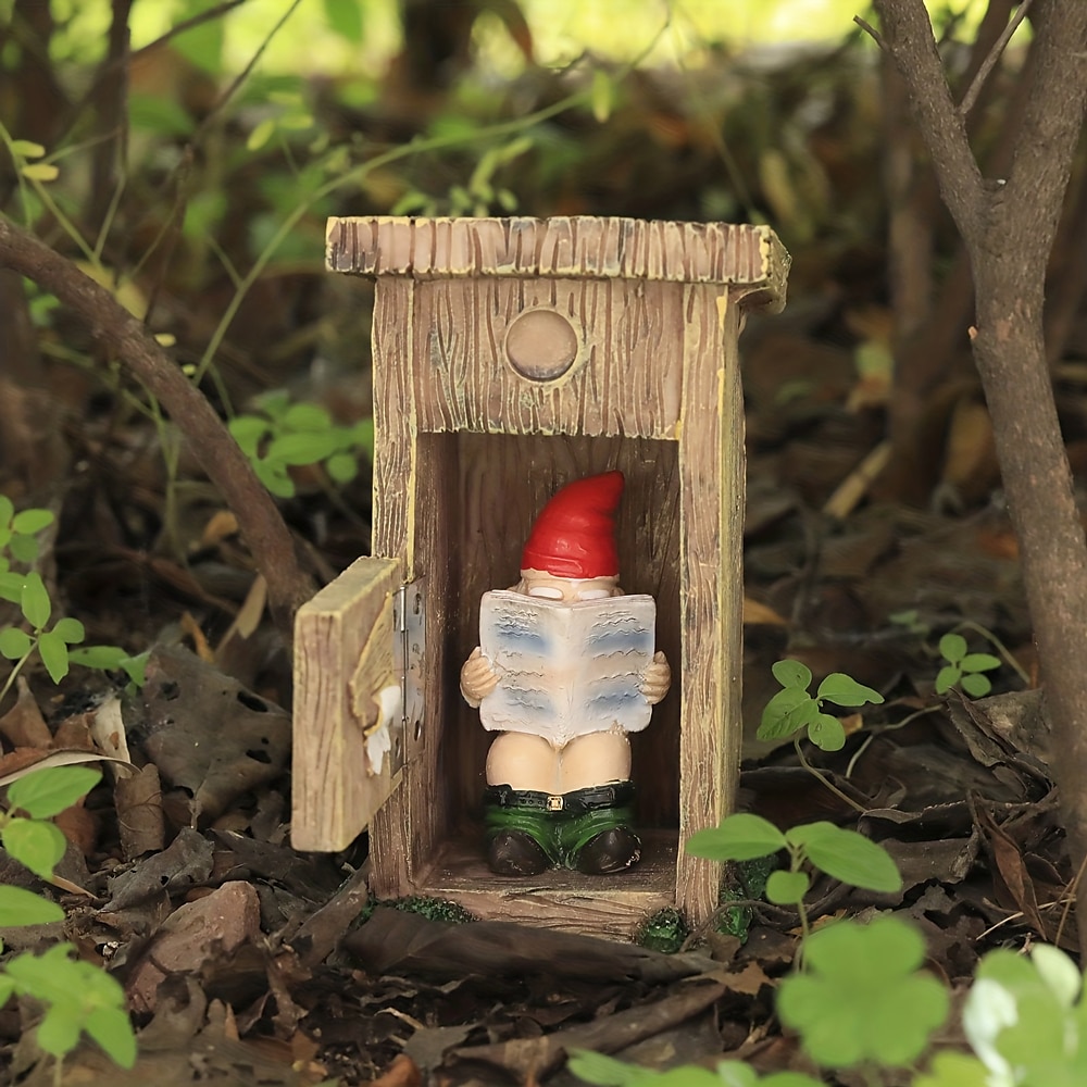 Funny Garden Gnome Outdoor Statues Naughty Sculpture Decoration Inappropriate Read Newspaper Gnome for Indoor Lawn Yard Red 2025 - $27.99 –P1