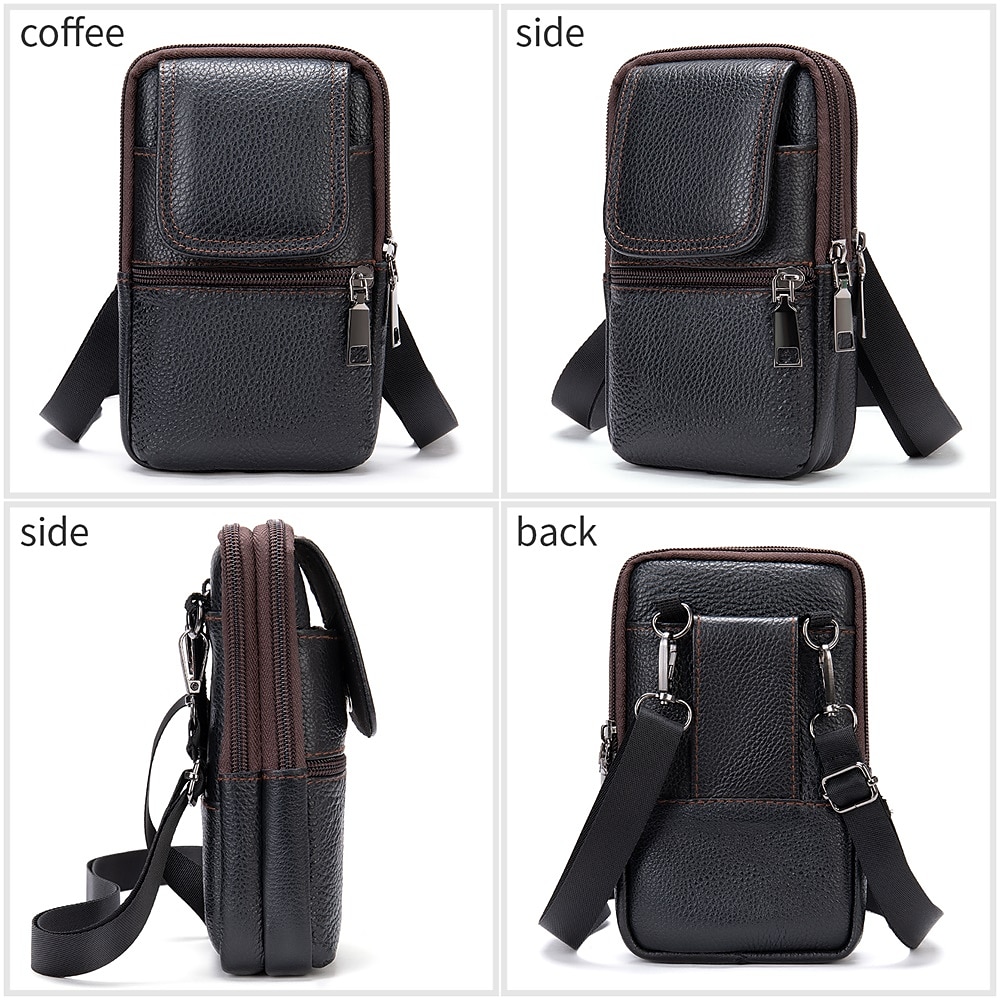Men's Leather Crossbody Shoulder Bag - Compact Multi-Compartment Messenger Bag with Adjustable Strap for Travel and Everyday Use 2025 - $14.99 –P3