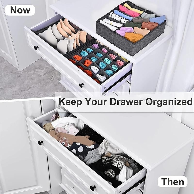 Divisore organizer per cassetti biancheria intima calzini 4 pezzi, organizzatore cassetto cassettiera lavabile ulg organizer per armadio pieghevole in tessuto oxford e scatole portaoggetti per calze, del 2025 a $15.99 –P5