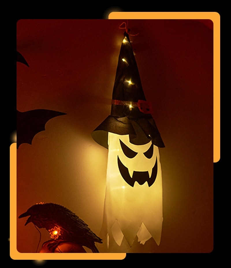 halloween osvětlený duch led blikající ďábel festivalová dekorace zářící čaroděj duch klobouk světelná dekorace závěsná lucerna halloweenská dekorace světlo party bar atmosféra malý světelný řetězec dýně 2025 - $6.49 –P10