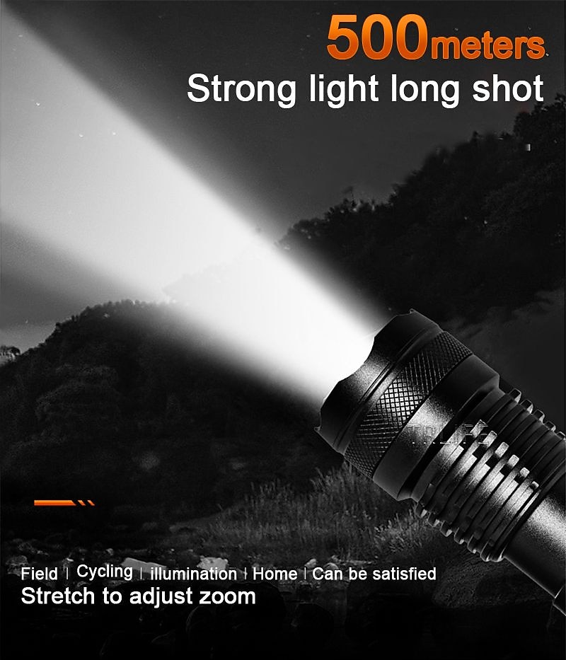 NEW High Power LED Flashlight XHP50Super Bright Usb Rechargeable Torch 18650 Zoom Powerful Flash Light Hunting Lantern （no battery） 2025 - $22.99 –P2