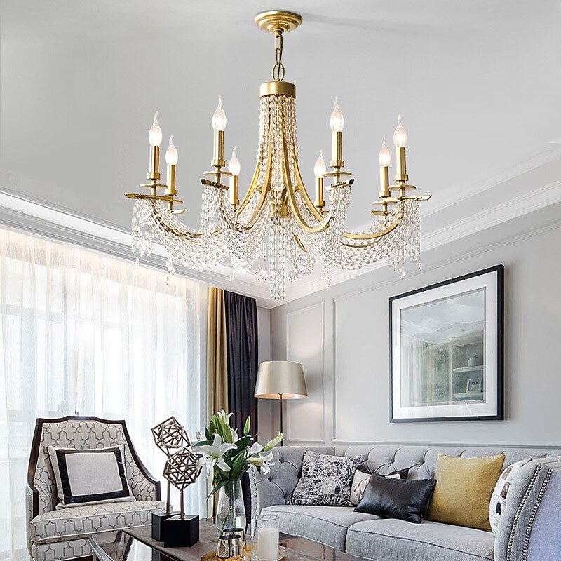 moderno lampadario in cristallo trasparente regolabile 6/8 luci cristallo montaggio a filo appeso a soffitto lampada a sospensione classico apparecchio di illuminazione in stile candela e12/e14 per del 2025 a $601.99 –P8