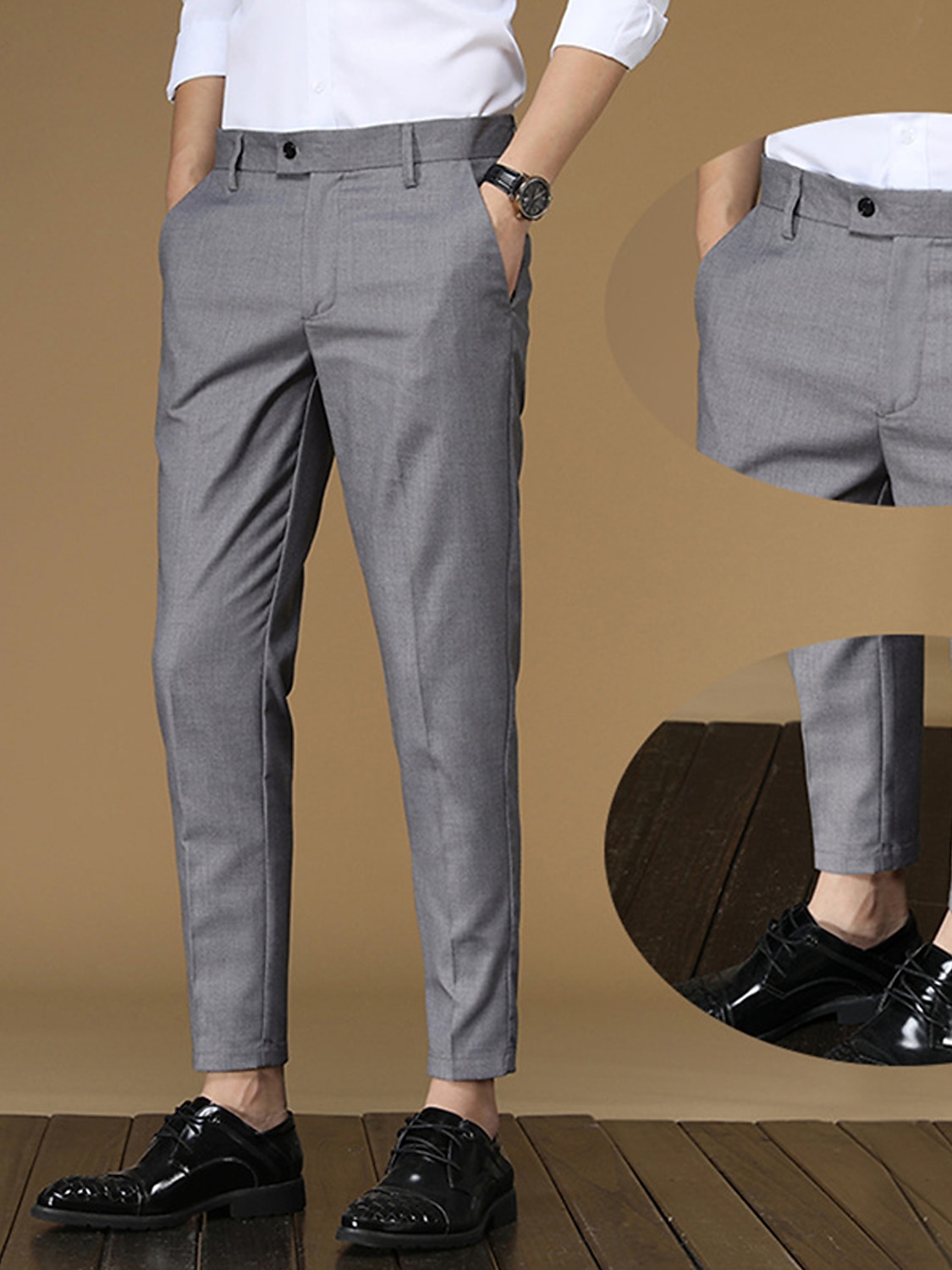 Men's Anti-wrinkle Casual Trousers High Waist Straight - Grey / 36 | Casual  trousers, Casual, High waisted pants