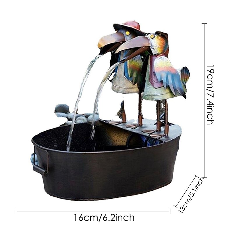 Decoración artística para patio de fuente, decoración artesanal de resina, decoración de jardín, búho, gallo grande, tucán, fuente de cuervo de agua corriente 2025 - $14.49 –P4