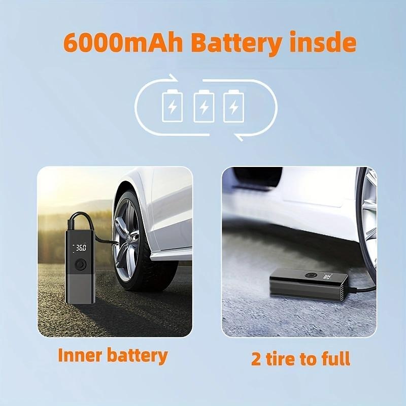 Cordless Car Tire Inflator Pump 150PSI Portable Air Compressor Pump For Car Tire With 6000mAh Battery Tire Pump With LED Light For Car Bike Motor Ball 2025 - $27.99 –P4