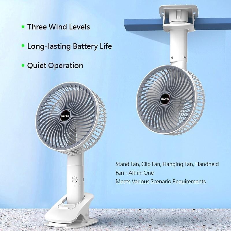 Digitale Display Mini Ventilator – USB Oplaadbare Handheld Ventilator met 3-Snelheden 1200mAh Batterij Laag Geluid Luchtkoeler 2025 - $24.99 –P3
