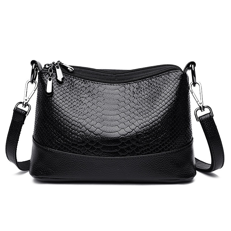 Mulheres Bolsa crossbody Bolsa de ombro Bolsa Hobo Couro PU Compras Diário Ziper Grande Capacidade Prova-de-Água Durável Côr Sólida Cobra Vermelho Vinho rei da terra Preto de 2025 por $26.99 -P14