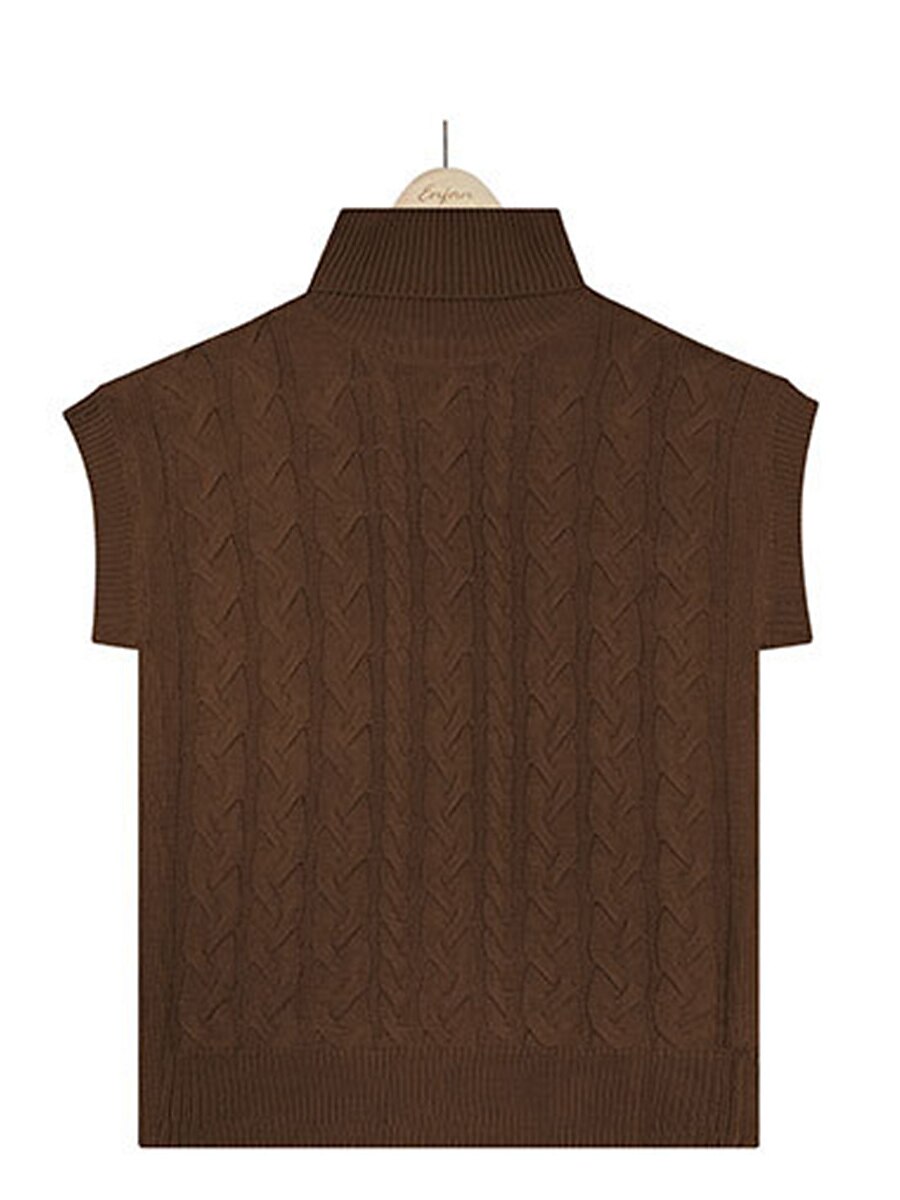 Women's Sweater Vest Turtleneck Ribbed Knit Acrylic Oversized Summer Fall Daily Going out Weekend Stylish Casual Soft Short Sleeves Solid Color Black Beige Coffee S M L 2023 - US $24.99 –P15