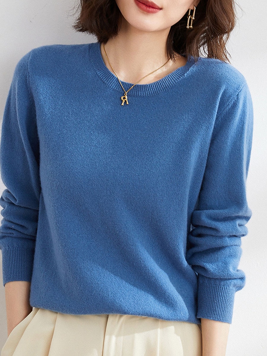 Femme Pull mode Décontractées Flexible Couleur unie A côtes Col Ras du Cou énorme manche longue Tricoter Extérieur du quotidien Sortie Noir Blanche Automne Hiver de 2025 ? $5.99 –P17