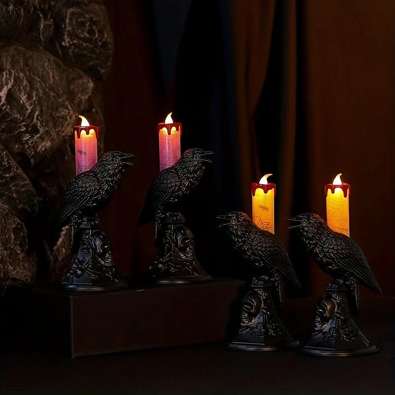 halloween ljusstake ljus kråkljus spöke festival dekoration rekvisita ljusstake prydnad led elektronisk ljus ljus prydnad 2026 - $9.99 –P5