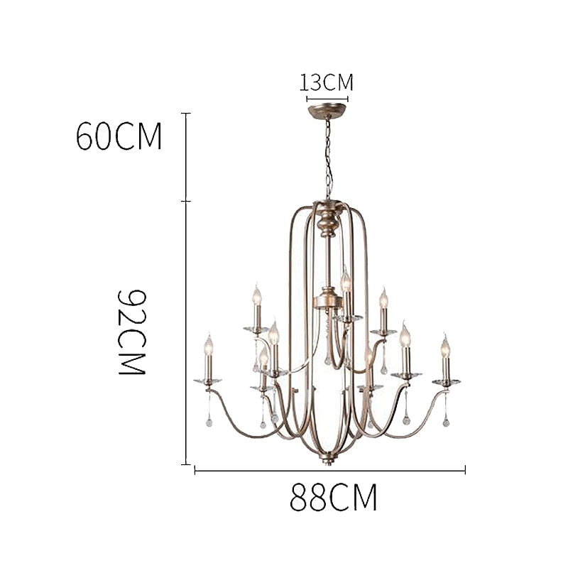 Chandelier for Dining Room Candle Style 6/9/12-Heads Modern Farmhouse Pendant Lighting,9-Light Brushed Candle Ceiling Hanging Fixture for Living Room Bedroom Coffee 110-240V 2025 - $558.79 –P10