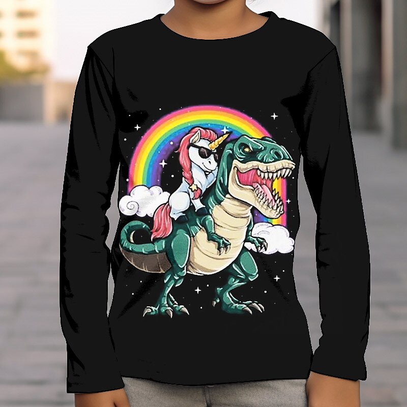 Dla chłopców 3D Graficzny Wszechświat Dinozaur Podkoszulek T-shirt Długi rękaw Druk 3D Lato Wiosna Jesień Sport Moda Moda miejska Dzieci 3-12 lat Na zewnątrz Codzienny Regularny 2025 - $13.99 –P9