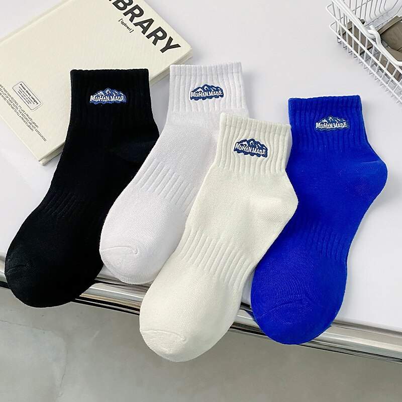 Homme 2 paires Chaussette Chaussettes de Course Noir Blanche Couleur Plein Casual du quotidien Basique Moyen Quatre saisons Mode Respirable de 2025 ? €1.99 –P3