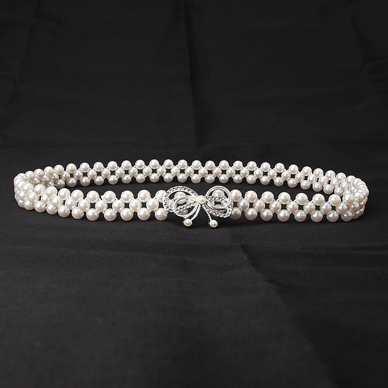 Damen Perle Taille Kette koreanische Version Strass Perle dekorative Gürtel Mode süßes Kleid elastischer Gürtel Frauen Großhandel 2025 - $4.49 –P9