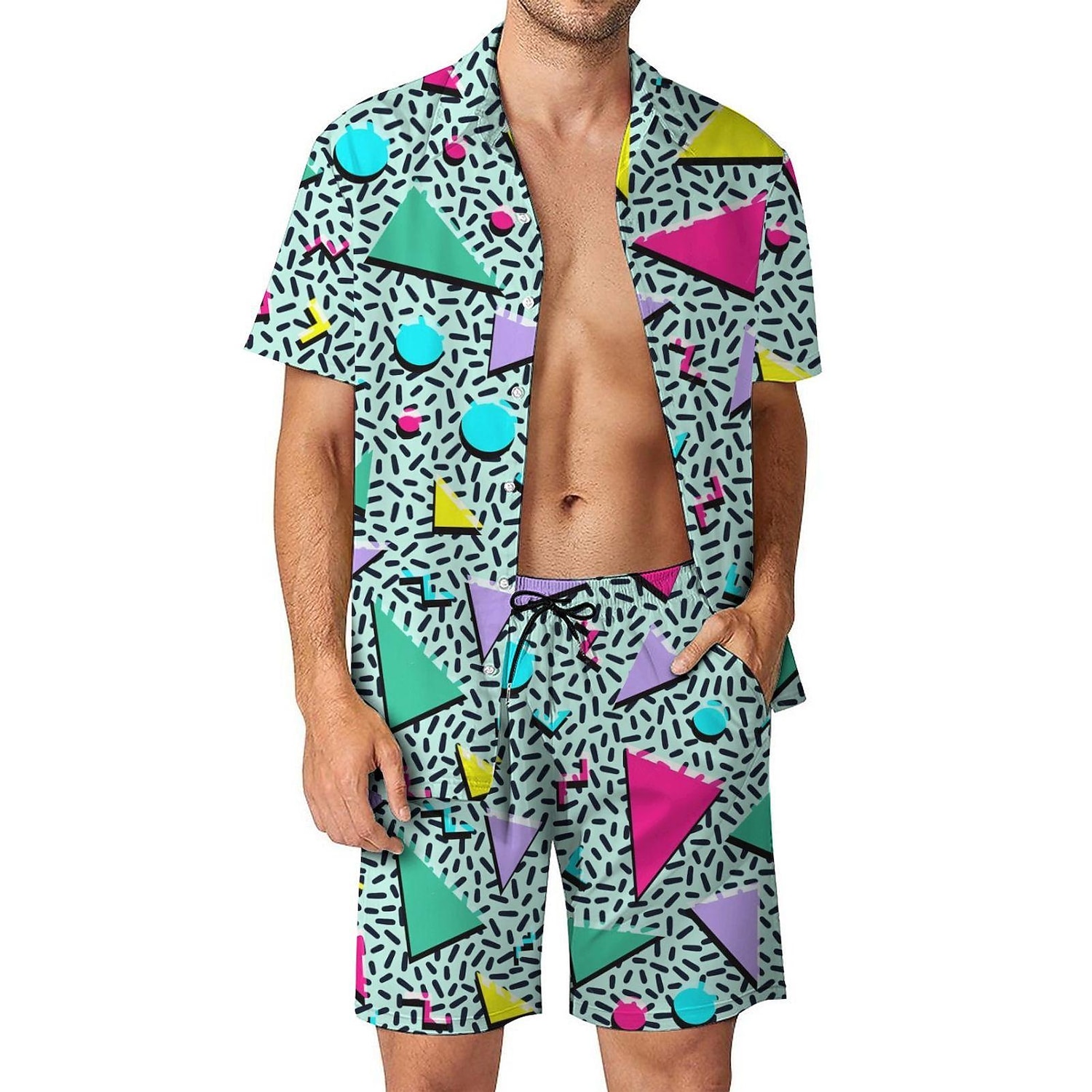 Klassisch 1980er Shorts Hemd Badeshorts Kostüm Herren Urlaub Alltagskleidung Pride Parade Erwachsene Hemd Shorts Sommer 2026 - $35.99 –P1