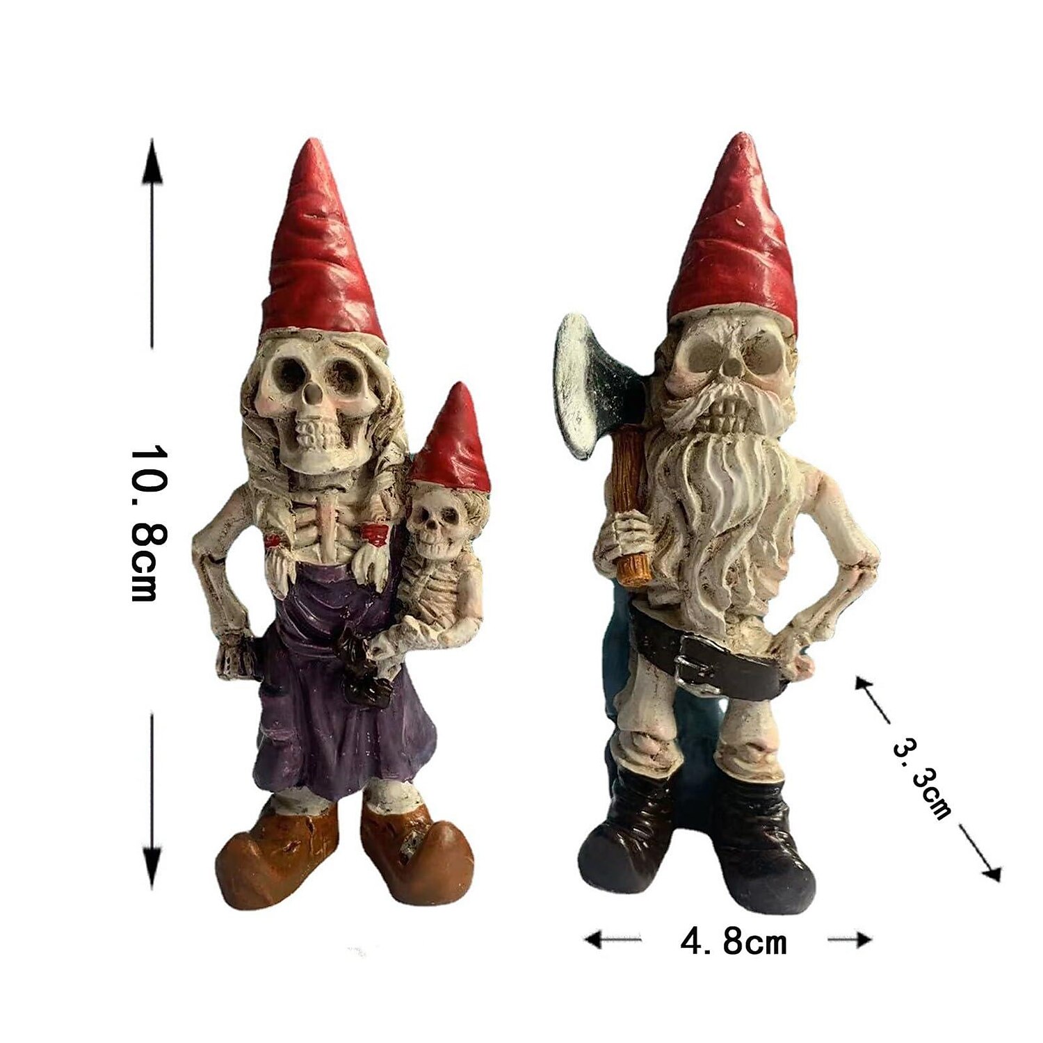 2ks halloweenská kostra skřítci pryskyřice zombie skřítci sochy kostra trpasličí ornament hrůza lebka elf trpasličí figurky na trávník před verandu halloween dekorace stolní dekorace 2025 - $12.49 –P9