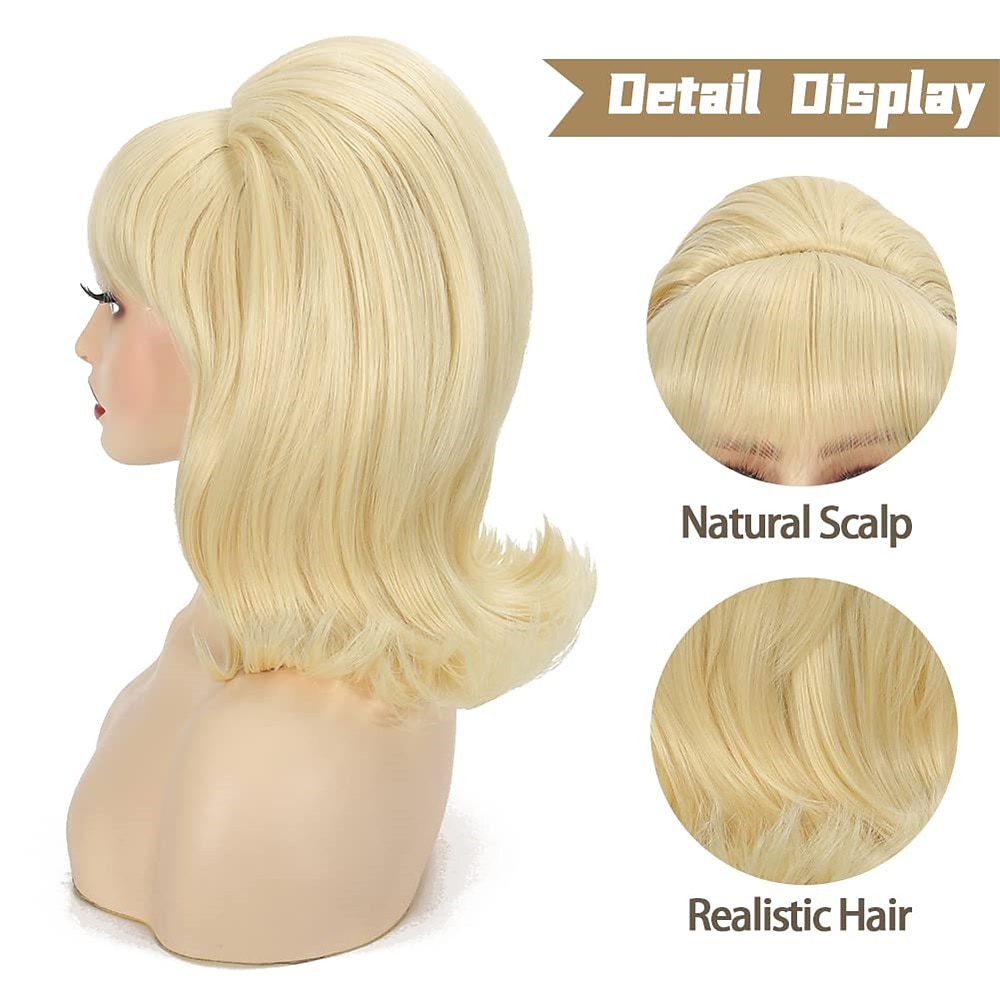 Bijenkorf Perkamenten Rood Vrouwen 60s 70s Perkamenten met Pony Krullend Synthetisch Vintage Drag Queen Perkamenten Cosplay Feest Perkamenten Halloween Perkamenten 2026 - $16.99 –P8