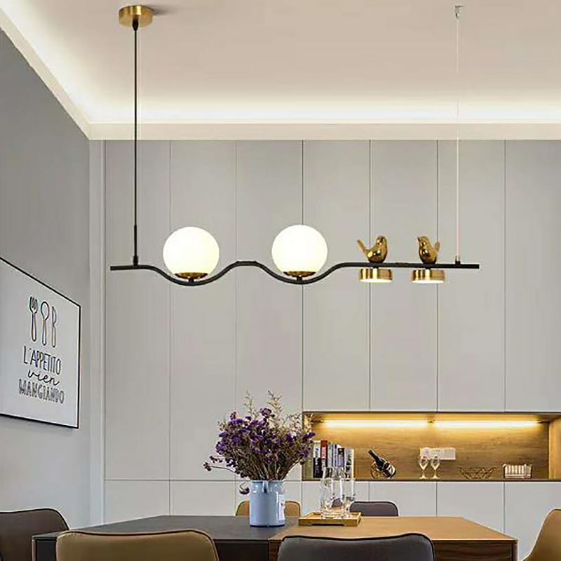 led taklampa 4 huvuden kulformad glasskärm liner globle design modern nordisk vardagsrum matsal lampor inomhus dekoration tak hängande belysning 110-240v 2025 - $279.99 –P3