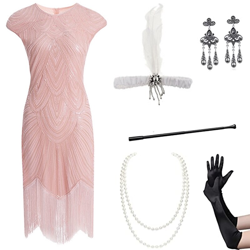 Řvoucí 20s Retro Velký Gatsby Úbory Kostým na Večírek Maškarní Bez rukávů Velký Gatsby Svatební host Flitry Třásně Flitry Třásně Kulatý Dámské předvečer Všech svatých Karneval Plesová maškaráda 2025 - $50.99 –P3