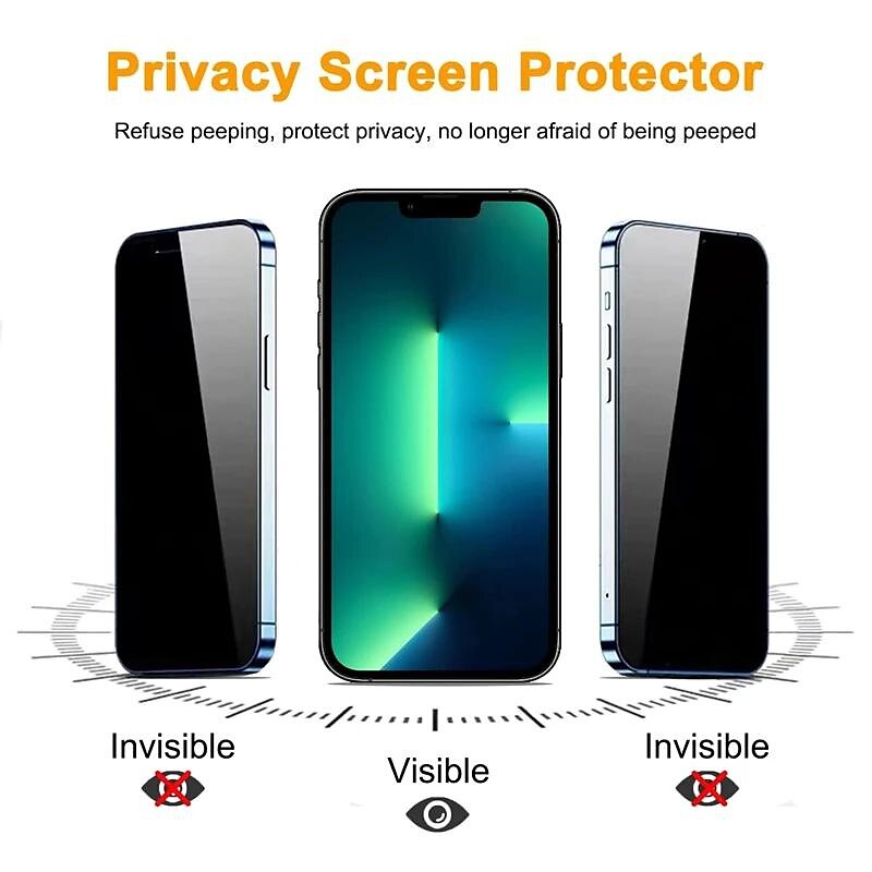 Privacy Screen Protector Tempered Glass For iPhone 15 14 13 12 Pro Max 11  XR 8 7