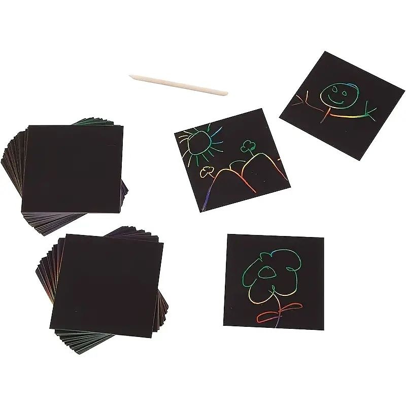 100pcs scratch art arc-en-ciel mini notes avec stylet en bois coloré scratch art mini notes coloré scratch art bricolage enfants maternelle élèves doodle peinture cadeaux de fête de 2025 ? $11.99 –P6