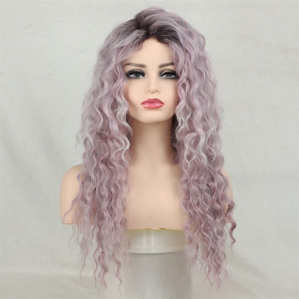 parrucche lunghe ricci marroni con riflessi marroni per capelli sintetici resistenti al calore parrucca riccia bionda mista marrone del 2025 a $31.99 –P8