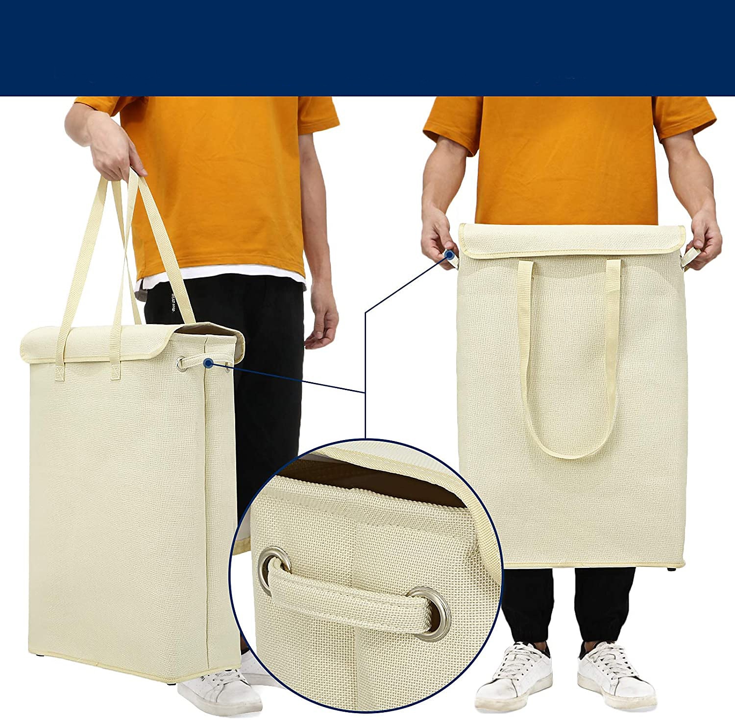 45L Thin Laundry Basket With Cover Narrow Hand Fine Hand Dirty Laundry Basket Bedroom Kindergarten Whole Basket Storage Bag 2025 - $20.99 –P2