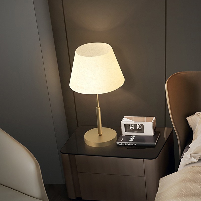 LED Table Lamp Gold Brass Fabric Modern Warm White Bedside Table Lamp Applicable to Living Room Bedroom Office Bedside Cabinet and Bookcase 110-240V 2025 - $200.99 –P8