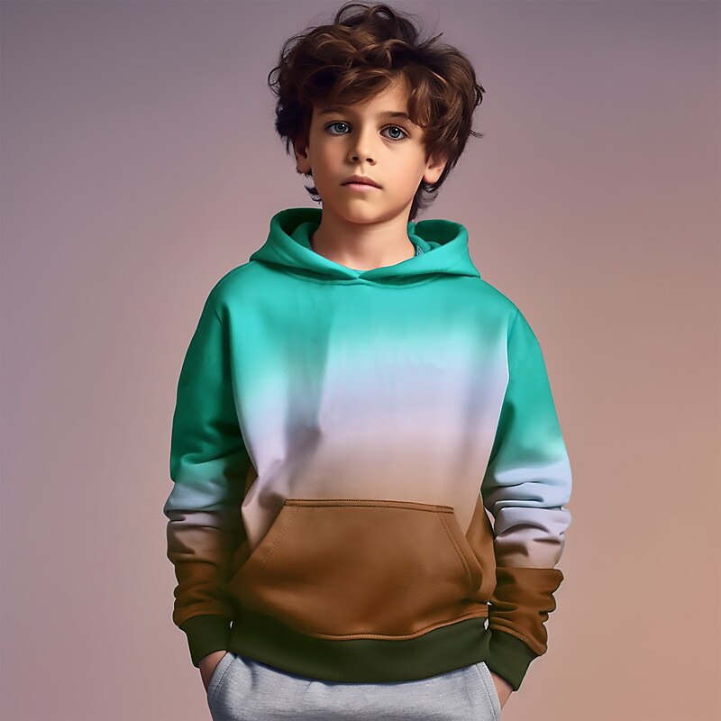 Dla chłopców 3D Graficzny Gradient Bluza z Kapturem Długi rękaw Druk 3D Lato Wiosna Jesień Moda Moda miejska Nowoczesne Dzieci 3-12 lat Na zewnątrz Codzienny Regularny 2025 - $18.99 –P2