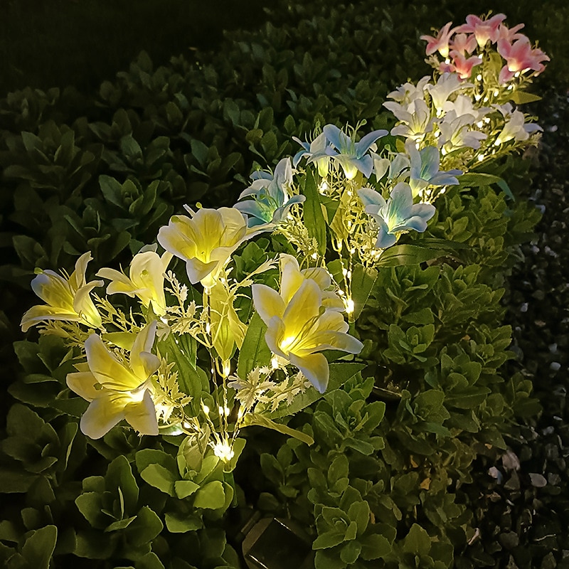 שושן סולארי סימולציה חיצונית מנורת פרחים led פרח מלאכותי החדרת רצפת מנורת גן וחצר אורות דקורטיביים מסיבת חג אורות דקורטיביים 2025 - $22.99 –P4