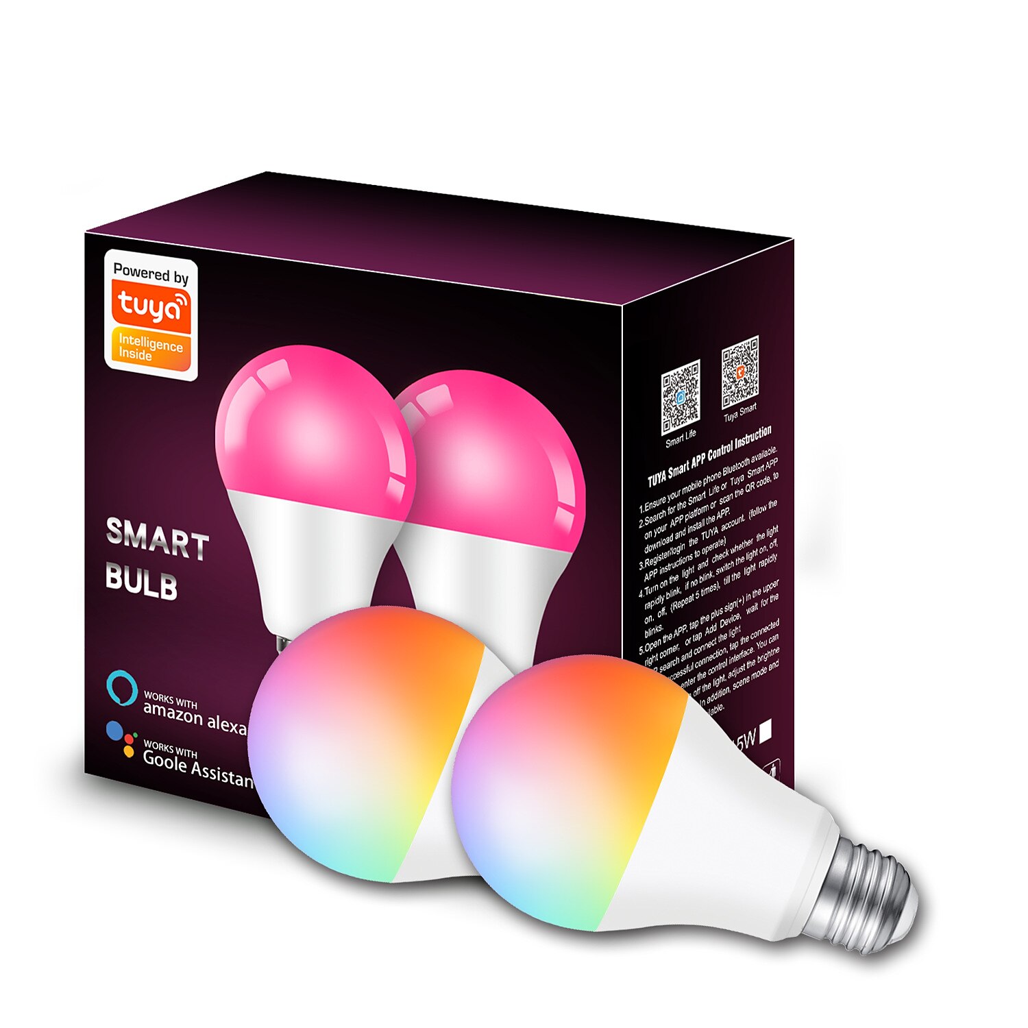Ampoule LED intelligente E26 Tuya A19 contrôle vocal Alexa variation et coloration WiFi ampoule A70 RGBCW 9W15W de 2025 ? $7.49 –P2