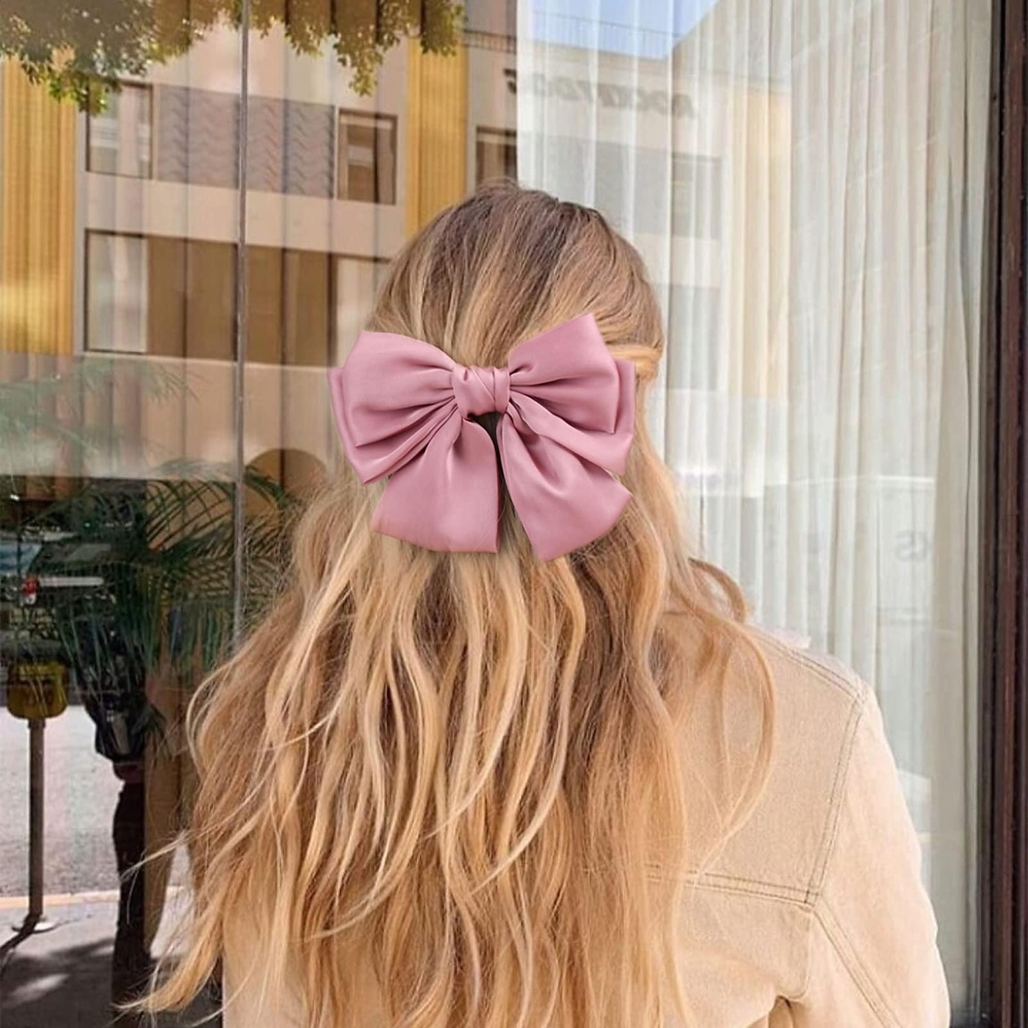 stora satin lager rosetter för kvinnor flickor 7 tum rosa blå hårspänne hårklämma stora band rosetter stil håraccessoarer 2025 - $4.99 –P6