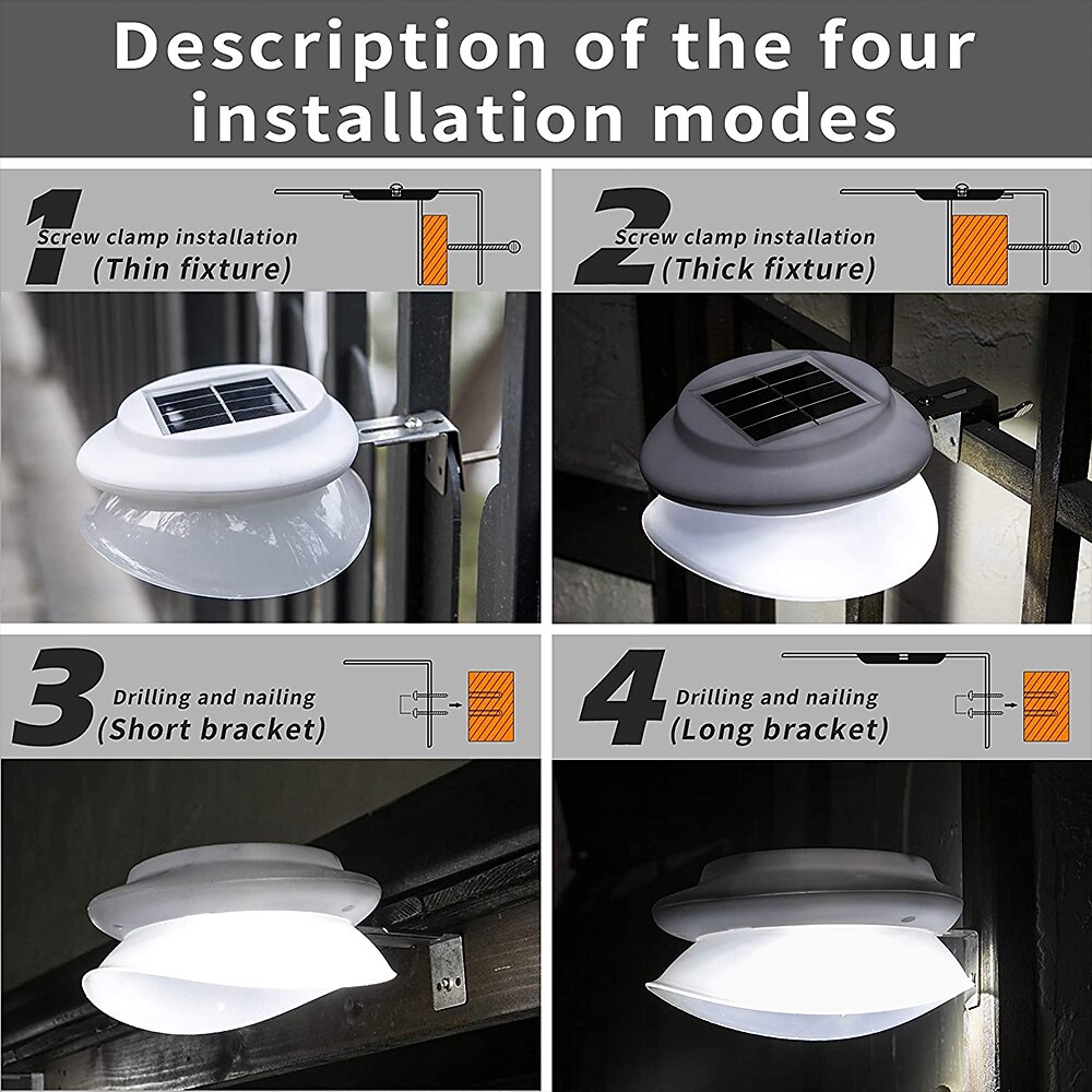 Luci A Led Solari Impermeabili Per Esterno Da Giardino Luci Da Parete Per Grondaie Per Recinzione Giardino Paesaggio Passerella del 2025 a $10.49 -P4