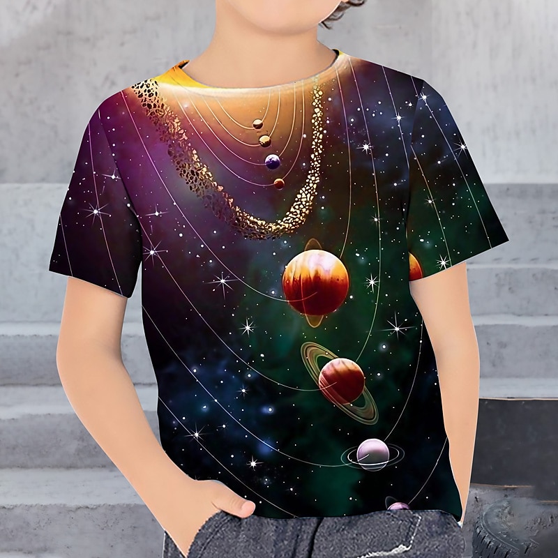 Jungen 3D Graphic Astronaut T-Shirt Kurzarm 3D-Druck Sommer Frühling Aktiv Sport Modisch kinderkleidung 3-12 Jahre Outdoor Casual Täglich Regular Fit 2025 - $10.99 -P13