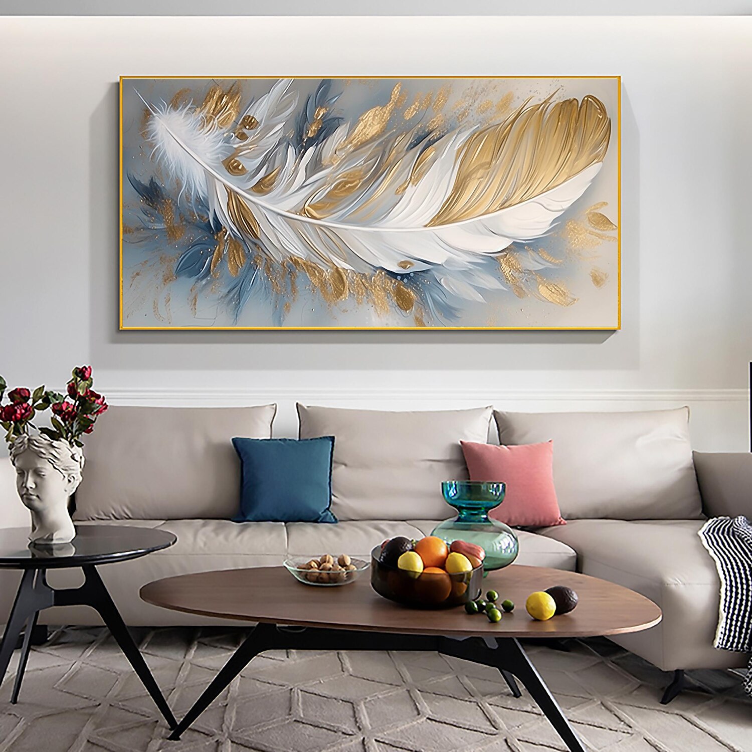 Handmade Oil Painting Canvas Wall Art Decor Original Feather Painting for Home Decor With Stretched Frame/Without Inner Frame Painting 2025 - $150.99 –P12