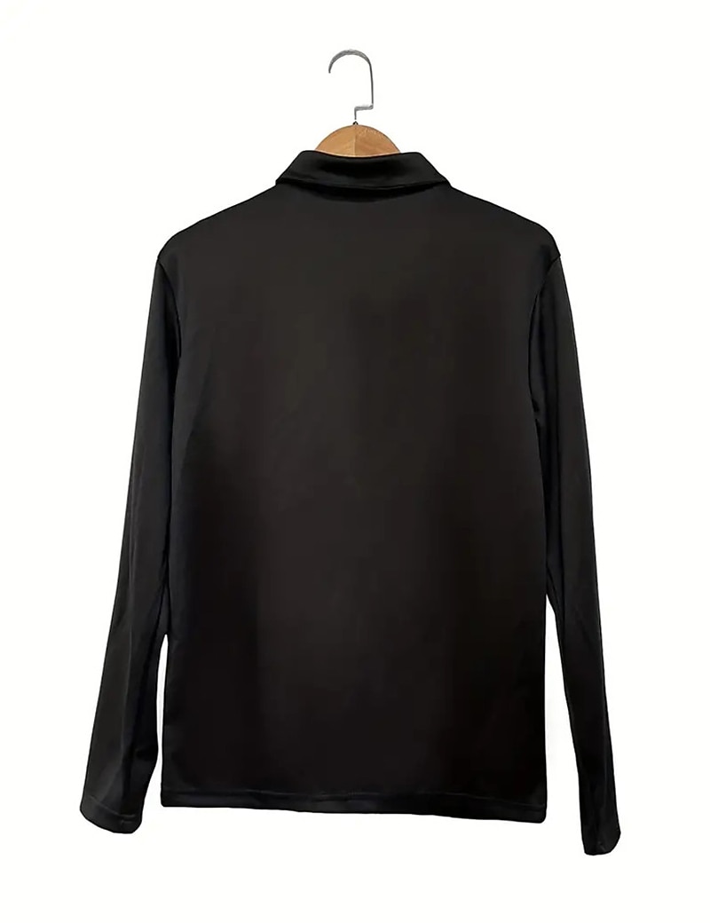 Férfi Button Up Polos POLO trikó Hétköznapi Sport Hajtóka Hosszú ujj Divat Alap Sima Kollázs Gomb Nyár Normál Fekete Piros Sötétkék Button Up Polos 2025 - $21.99 –P6