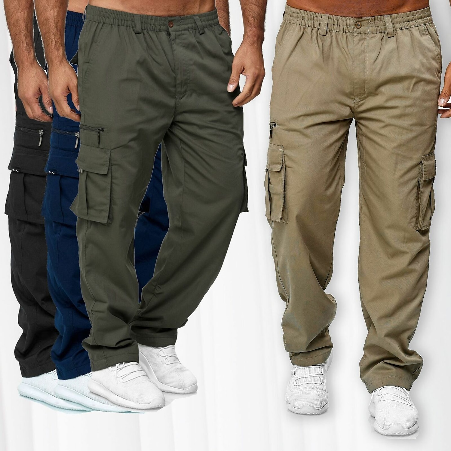 Herr Militärbyxor Cargo byxor Joggare Slät Komfort Andningsfunktion Utomhus Dagligen Utekväll Mode Ledigt Svart Grön 2025 - $20.99 –P1