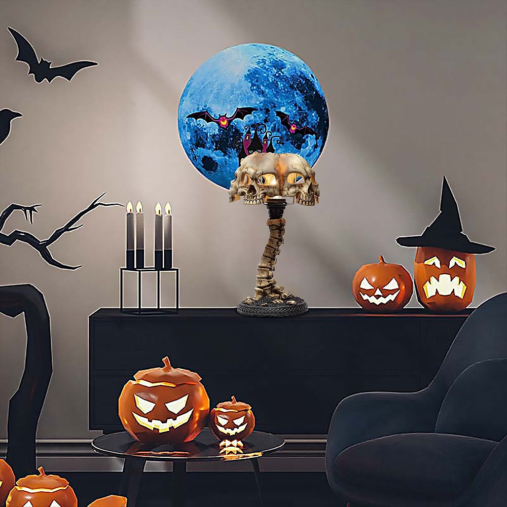 lebka stolní lampa svítící lebka noční světlo kreativní pryskyřice home office desktop ornament halloween decoration 2025 - $32.99 –P3