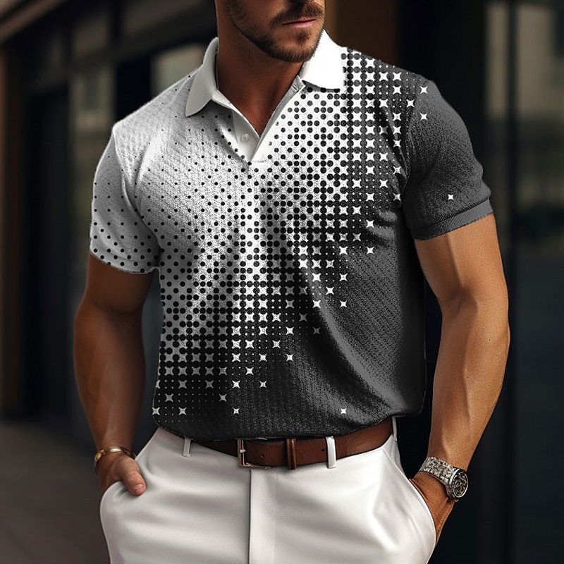Per uomo Geometrico Magliette Polo a Nido d'Ape Maglia da golf Manica Corta Magliette polo Camicie con Colletto Business Casual Abbigliamento da lavoro Abbigliamento Formale Abbigliamento da festa del 2026 a AU $35.65 –P1