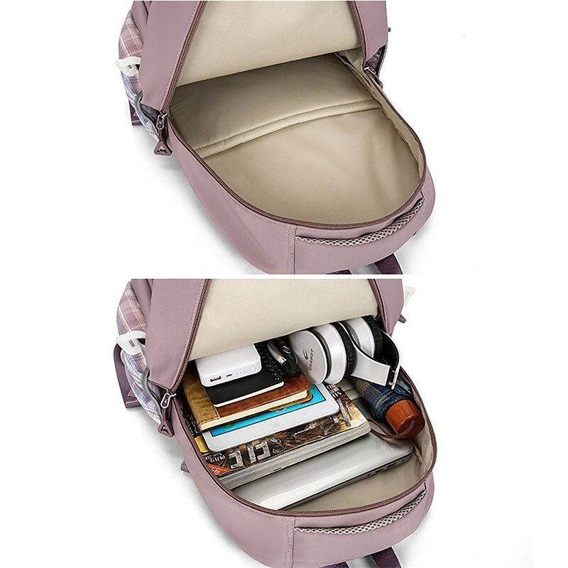 školní batoh bookbag kreslená mřížka pro studenty chlapce dívky multifunkční voděodolná velkokapacitní oxfordská tkanina školní taška batoh brašna 21,19 palce, dárek do školy 2025 - $36.99 –P4