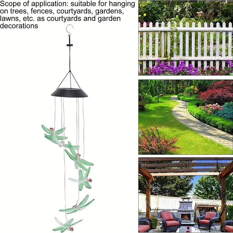 Campanelli Eolici Solari Luci Impermeabili A Forma Di Libellula Verde Cambia Colore Luci Romantiche Campane Eoliche A LED Solari Mobili Da Appendere Per Giardino Patio del 2025 a $14.49 –P5